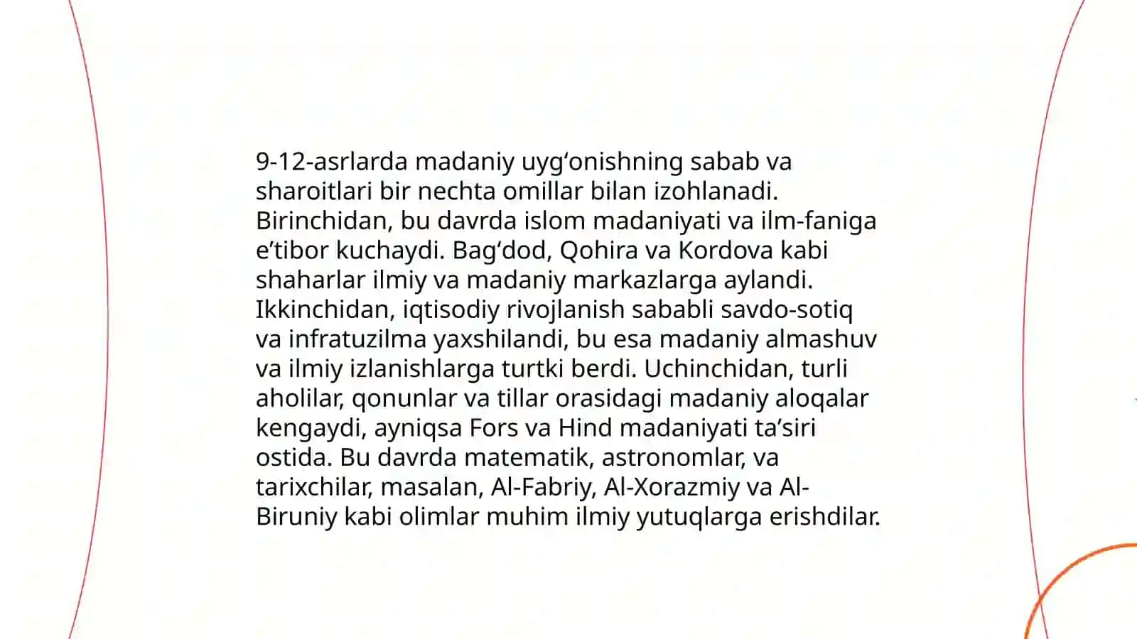 9- 12 asirlarda mamlakatimiz hududida roʻy bergan madaniy uygʻonish 3