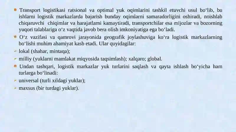 TRANSPORT LOGISTIK MARKAZLAR 3