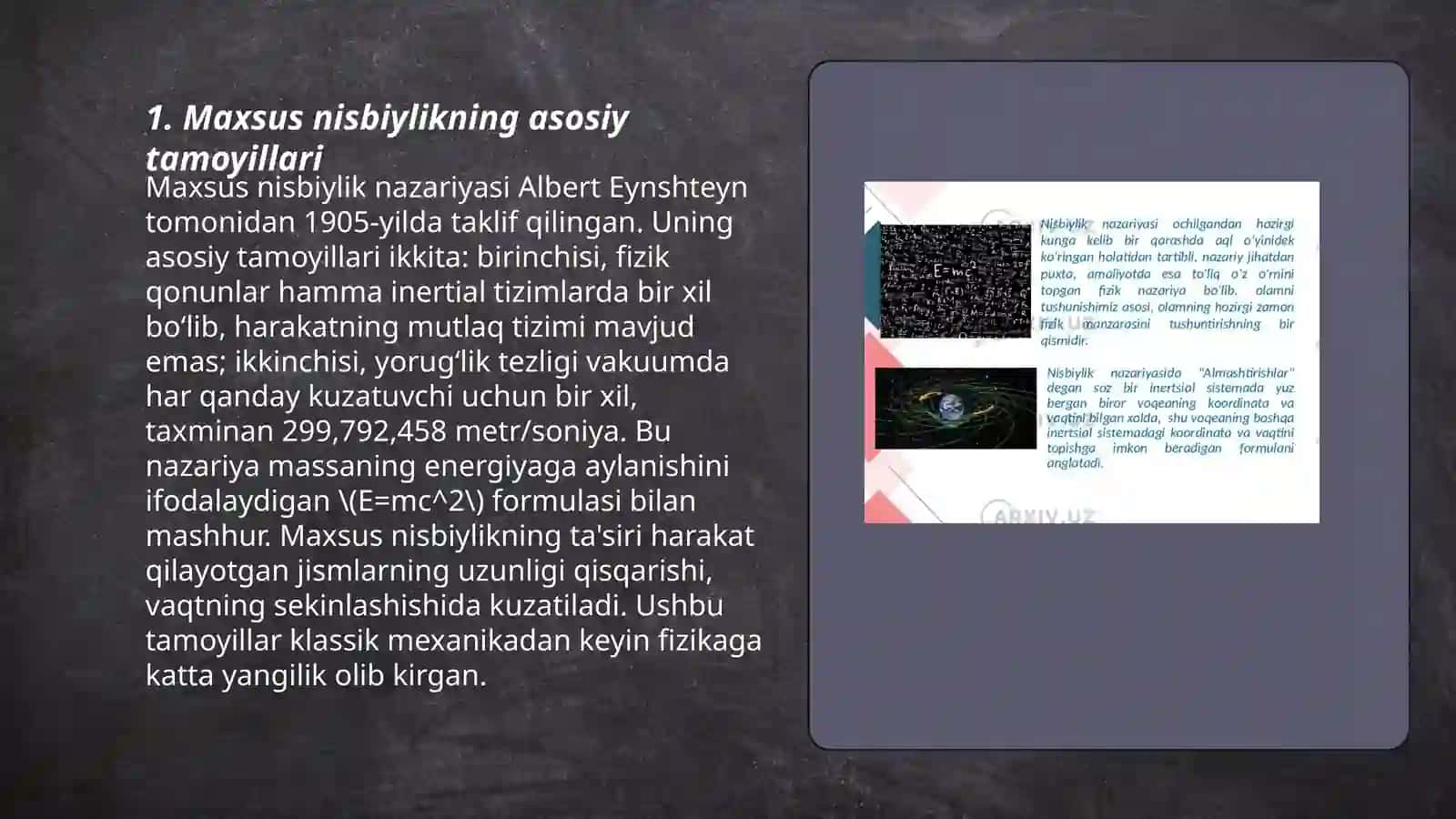 Maxsus nisbiylik nazariyasi 3