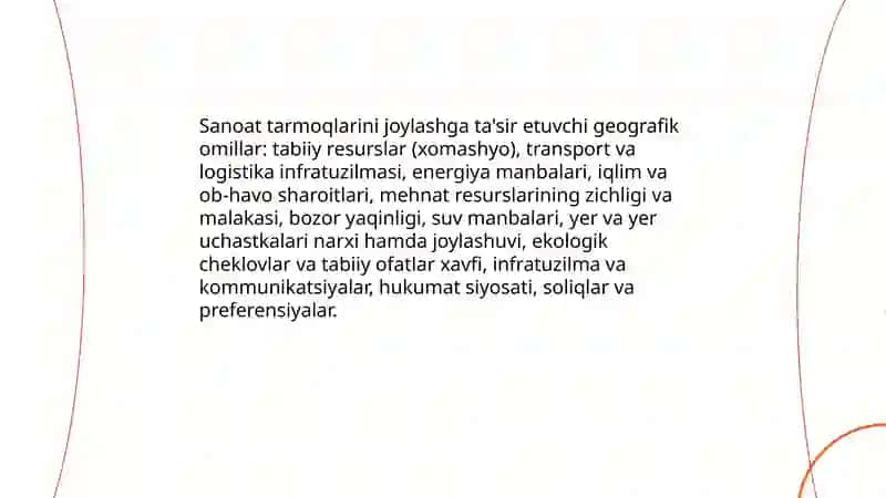 Sanoat tarmoqlarini joylashtirish 3