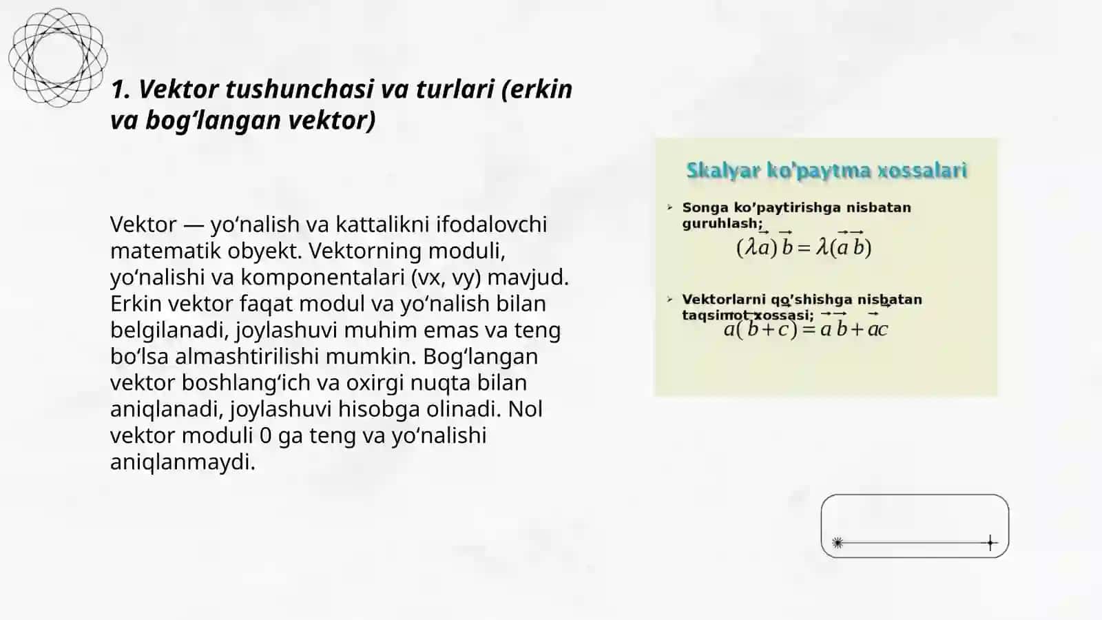 Vektorlar. Vektorlar ustida amallar 3