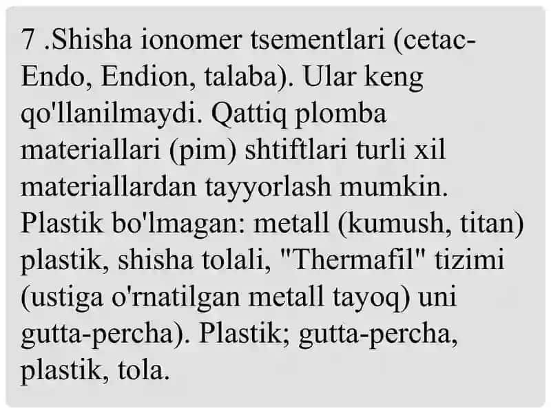 Ildiz kanalini plombalashda qo’llaniluvchi qotadigan malhamlar. 3