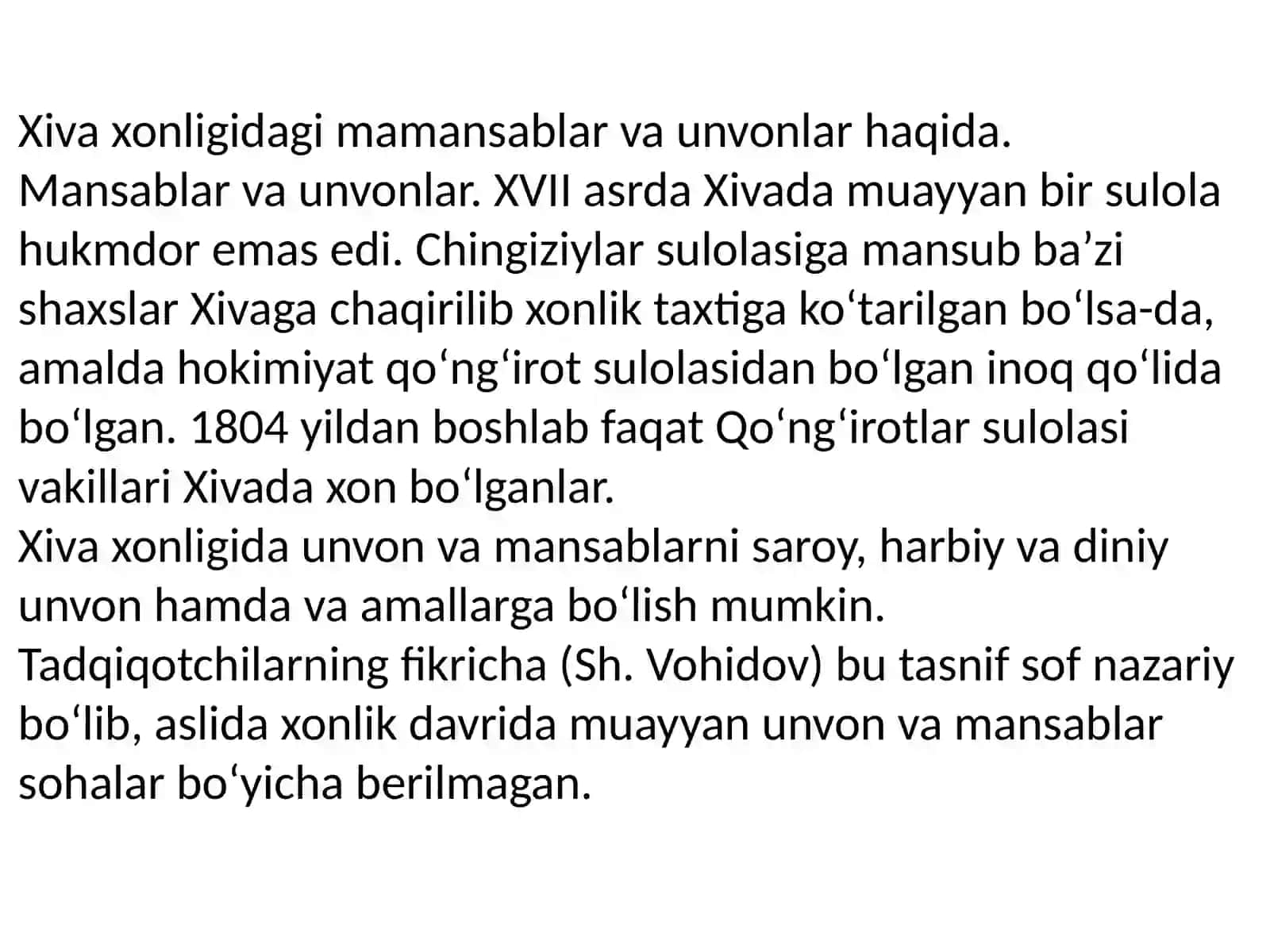 Xiva Xonligi Mamansablari va Unvonlari 3