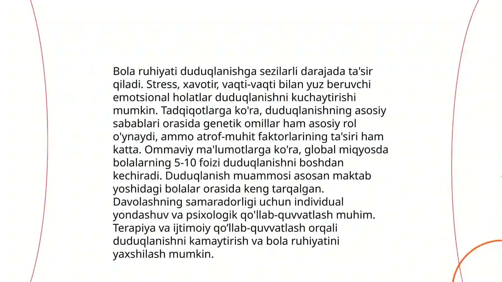 Bola ruhiyatining duduqlanishga ta'siri 3