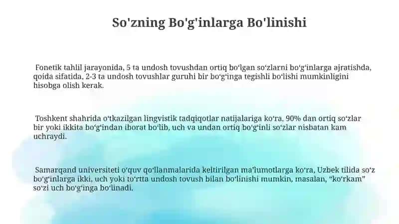 Nutqning fonetik boʻlinishi 3