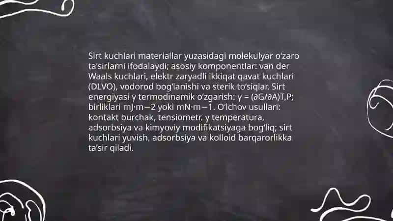 Sirt hodisalari va adsorbsiya. Xromatografiya 3