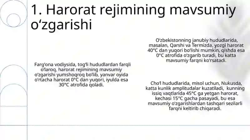 Harorat rejimining mavsumiy oʻzgarishi 3