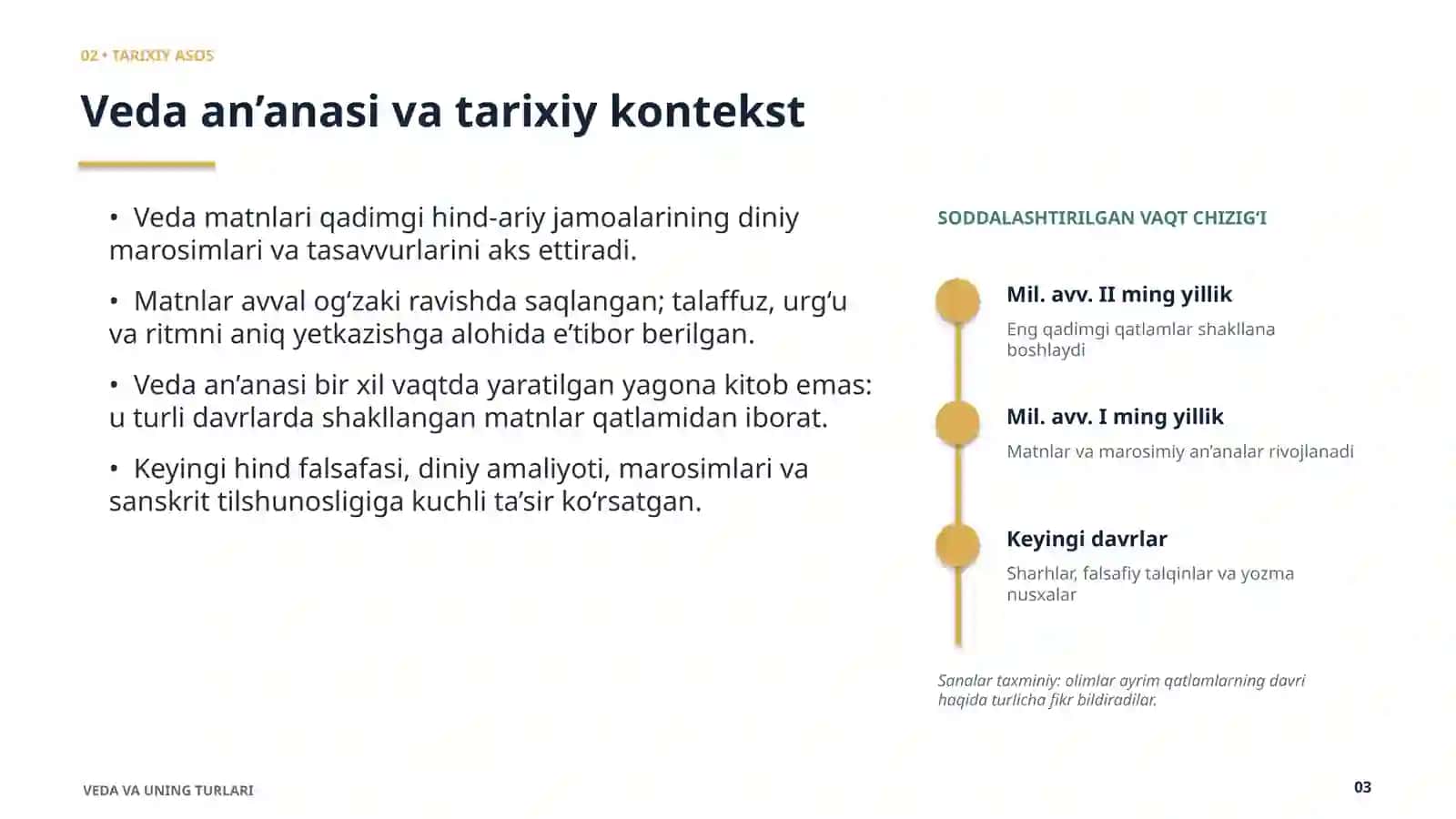 VEDA VA UNING TURLARI 3