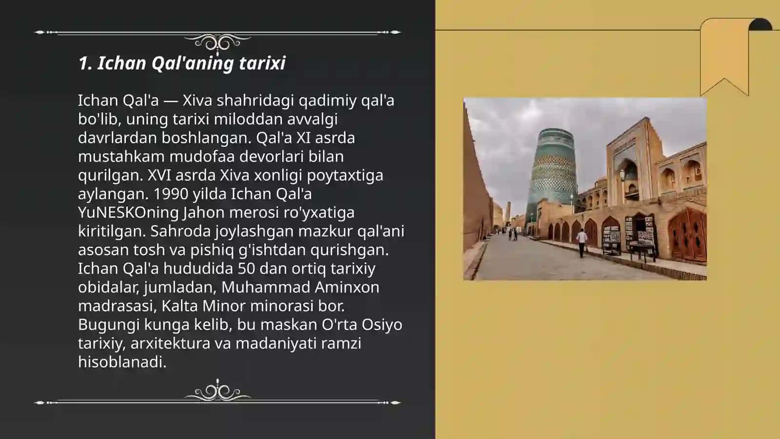 Ichan Qala tarixiy obidasi haqida toʻliq maʼlumot 3