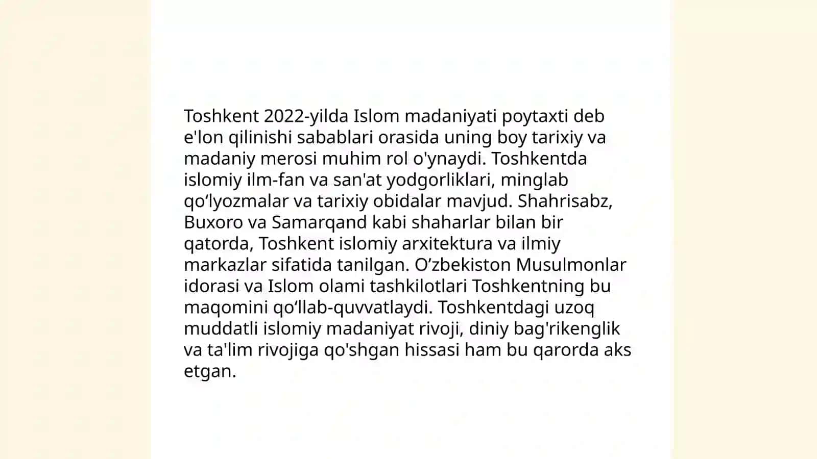 Toshkent-Islom madaniyati poytaxti 3