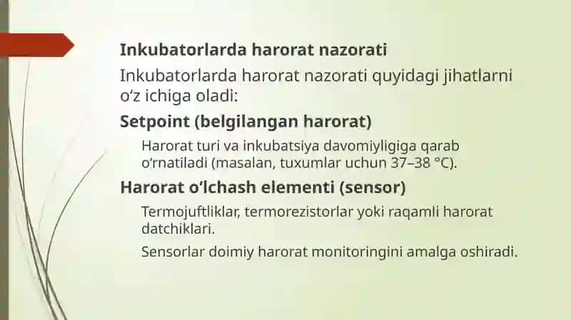 Inkubatorlarda harorat rejimini avtomatik rostlash. 3