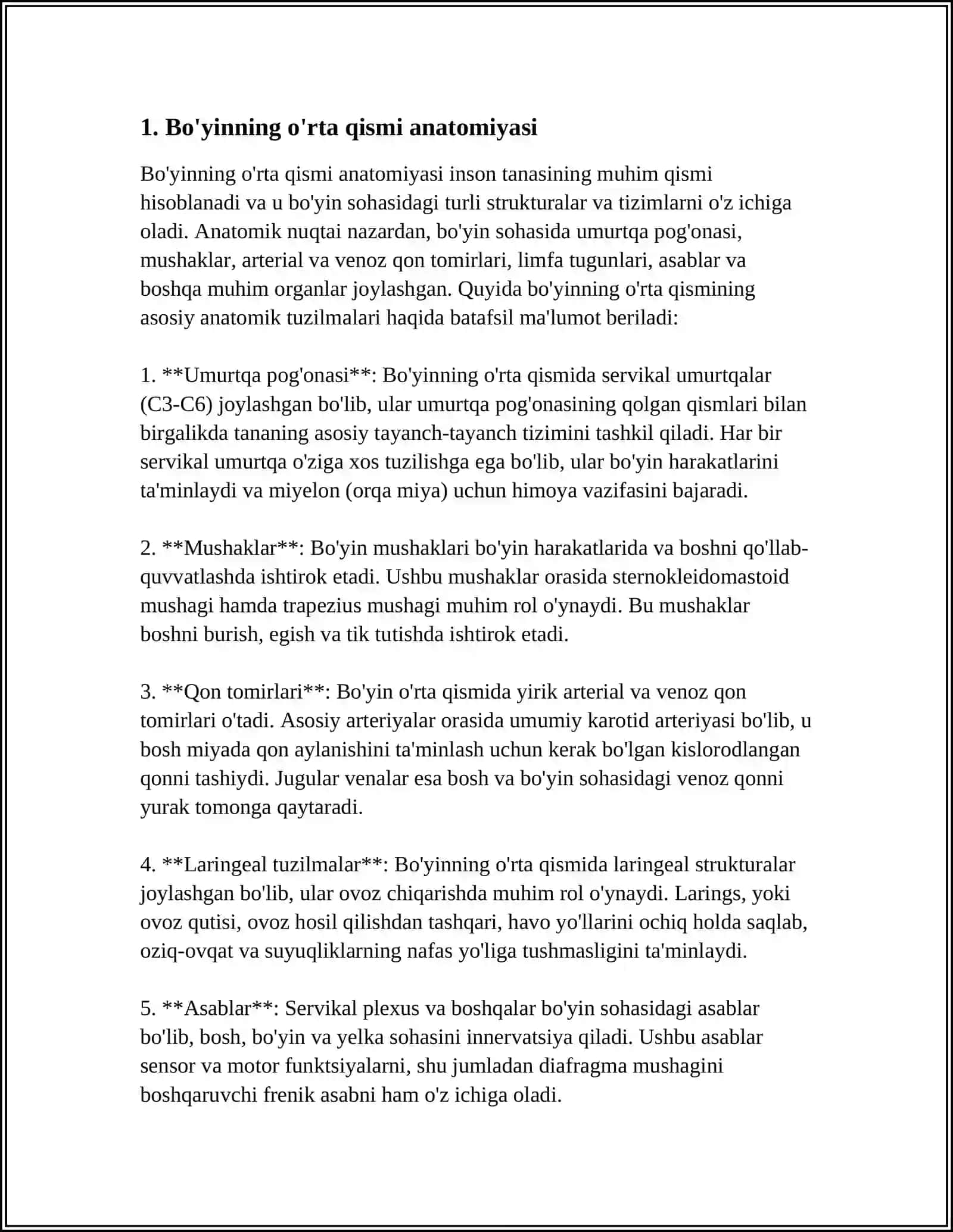 BO'YINNING O'RTA, YON OQMALARI VA KISTALARI 3