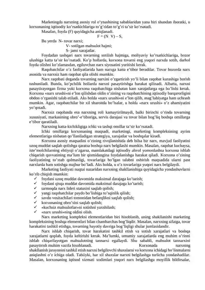 MARKETING TIZIMIDA NARX SIYOSATI 3