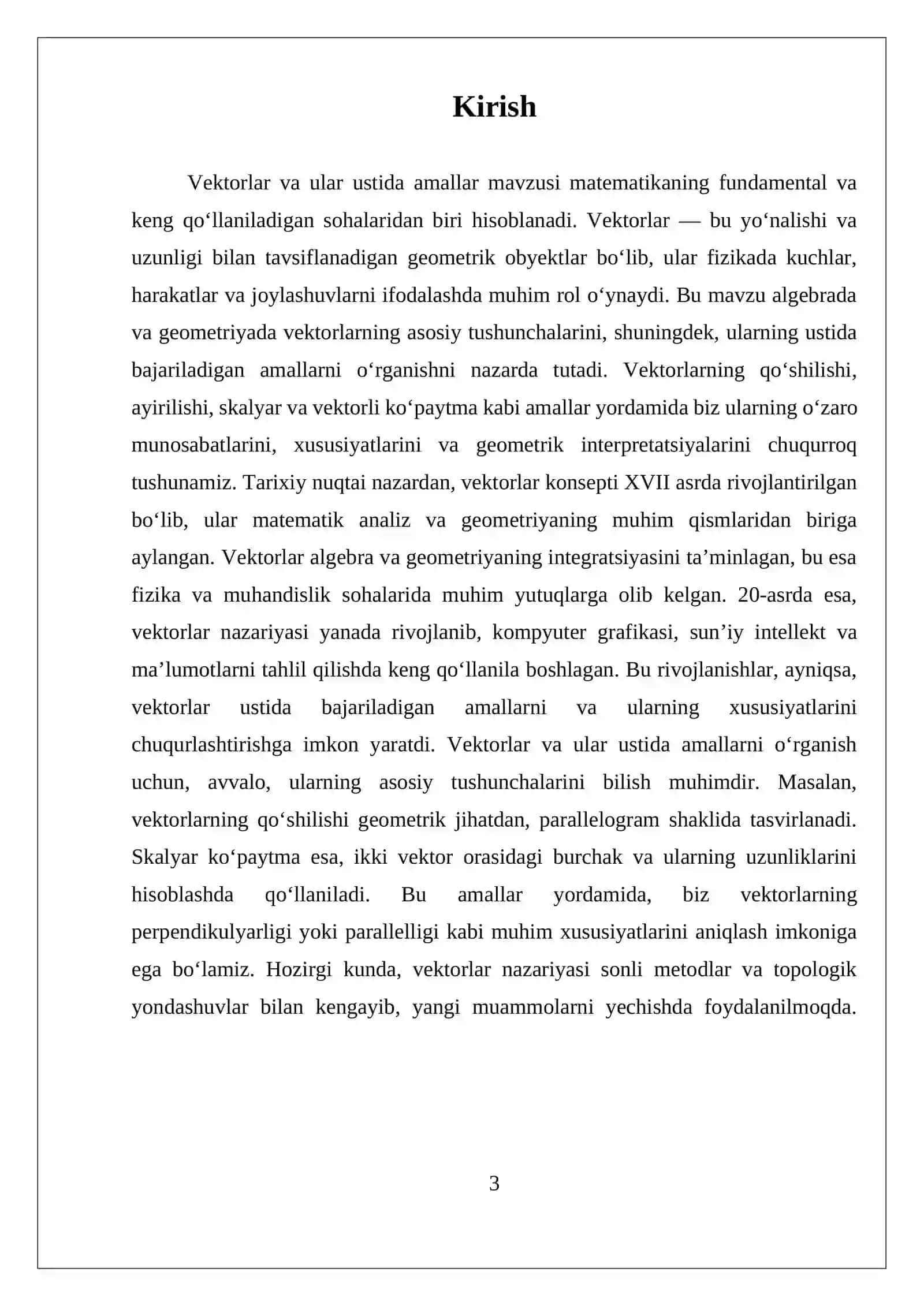 Vektorlar va ular ustida amallar 3