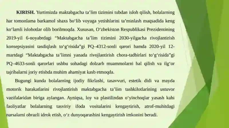 LOY VA PLASTILINDAN O‘YINCHOQLAR YASASHNING BOLA RIVOJLANISHIDAGI O‘RNI 3