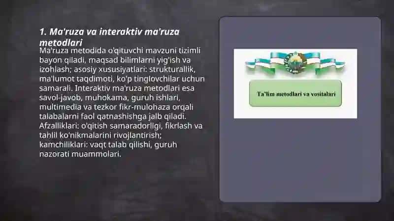 Ta'lim metodlari va vositalari 3