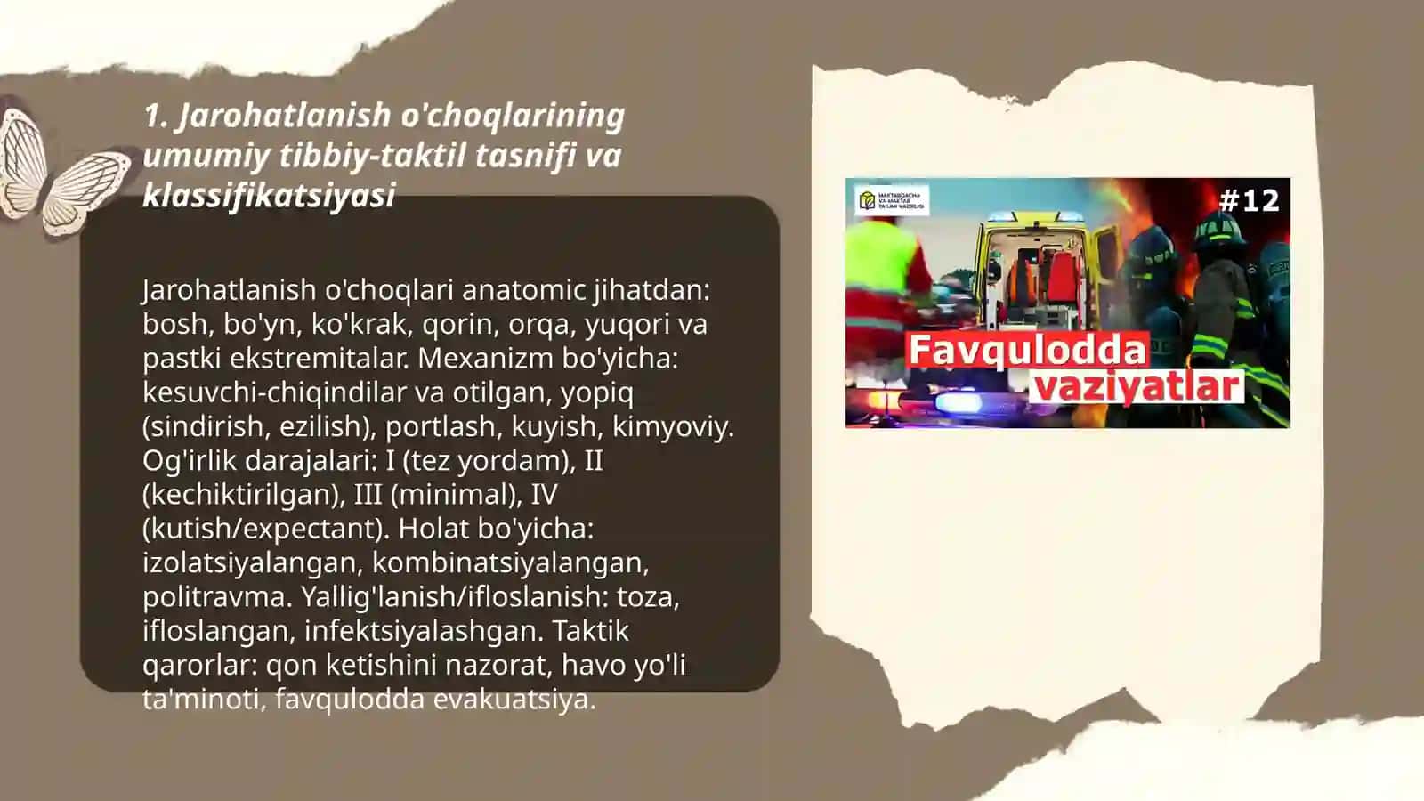 Favqulodda vaziyatlarda vujudga keluvchi jarohatlanish o'choqlarining tibbiy - taktil tavsifi 3
