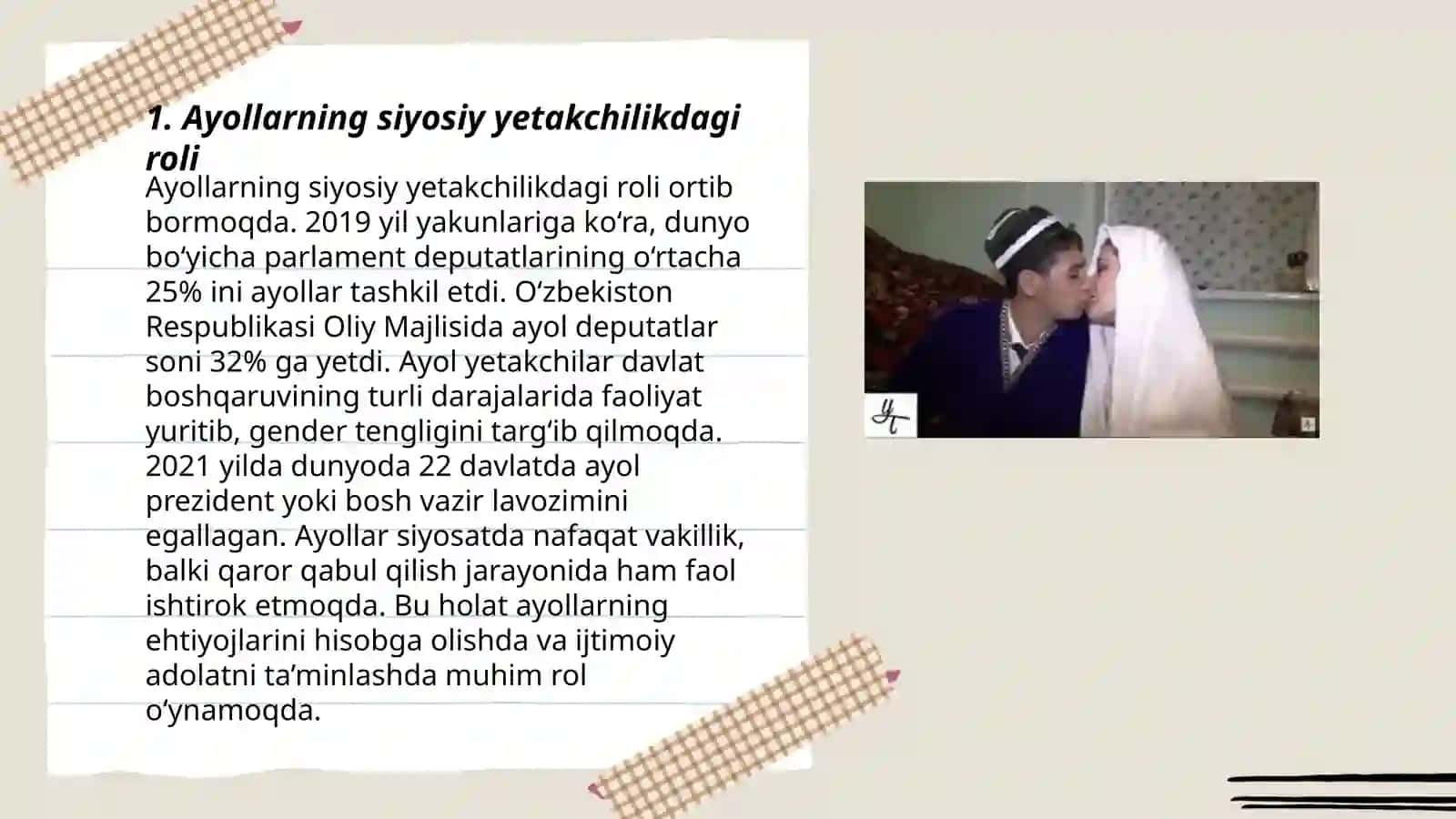 Ayollarning jamiyatdagi o'rni 3