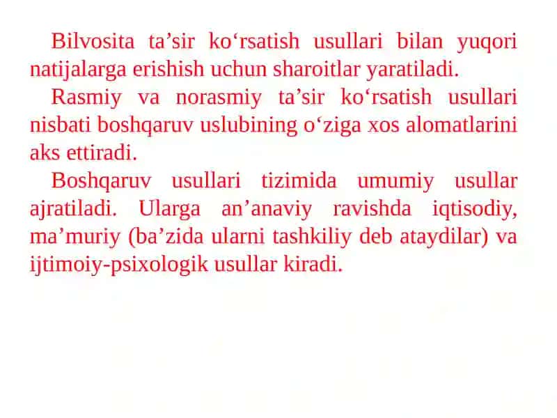 BOSHQARUV USULLARI 3