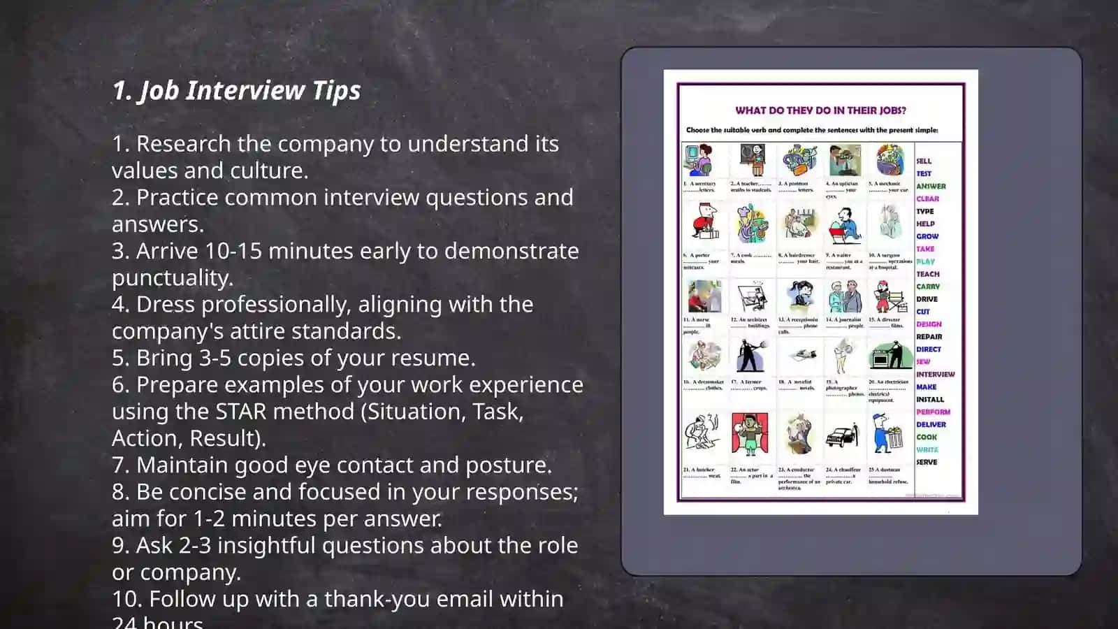 Talking about jobs and work 3