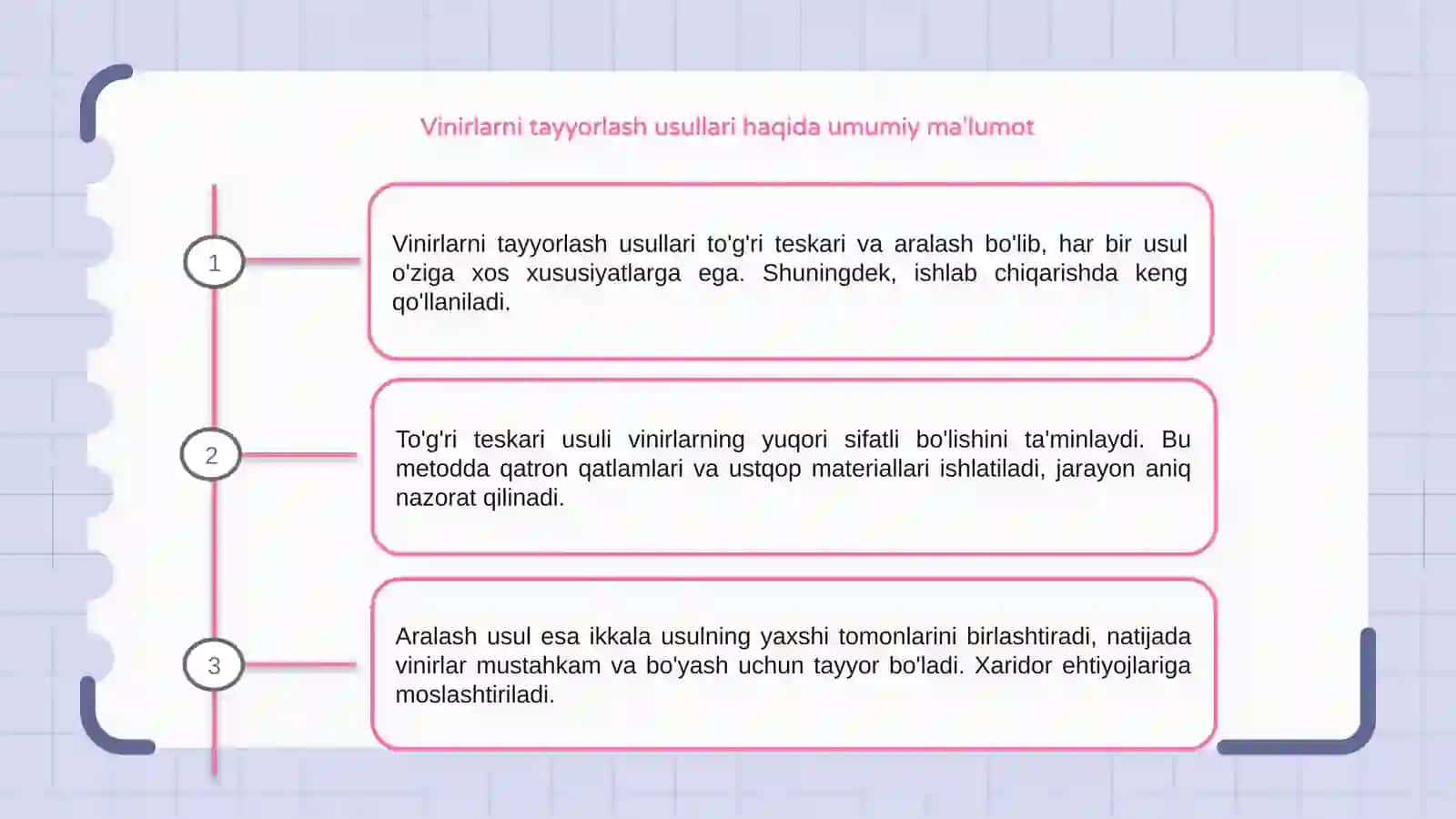 Vinirlarni tayyorlash usullari (to'g'ri teskari,aralash) 3