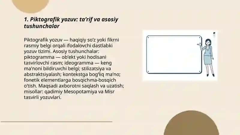 Piktografik yozuv haqida taqdimot tayyorlang 3