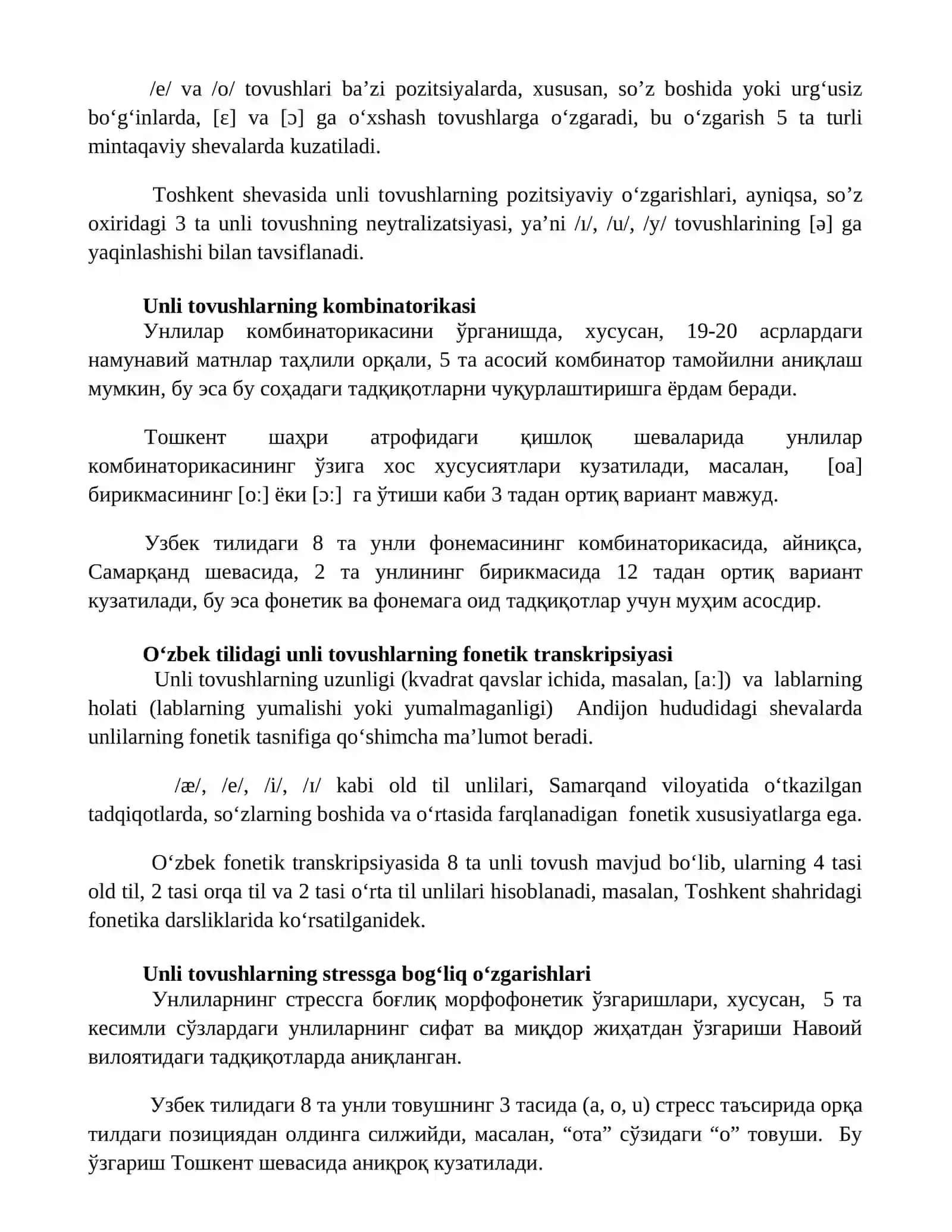 O'zbek tilshunosligida unli fonemalar tasnifi 3