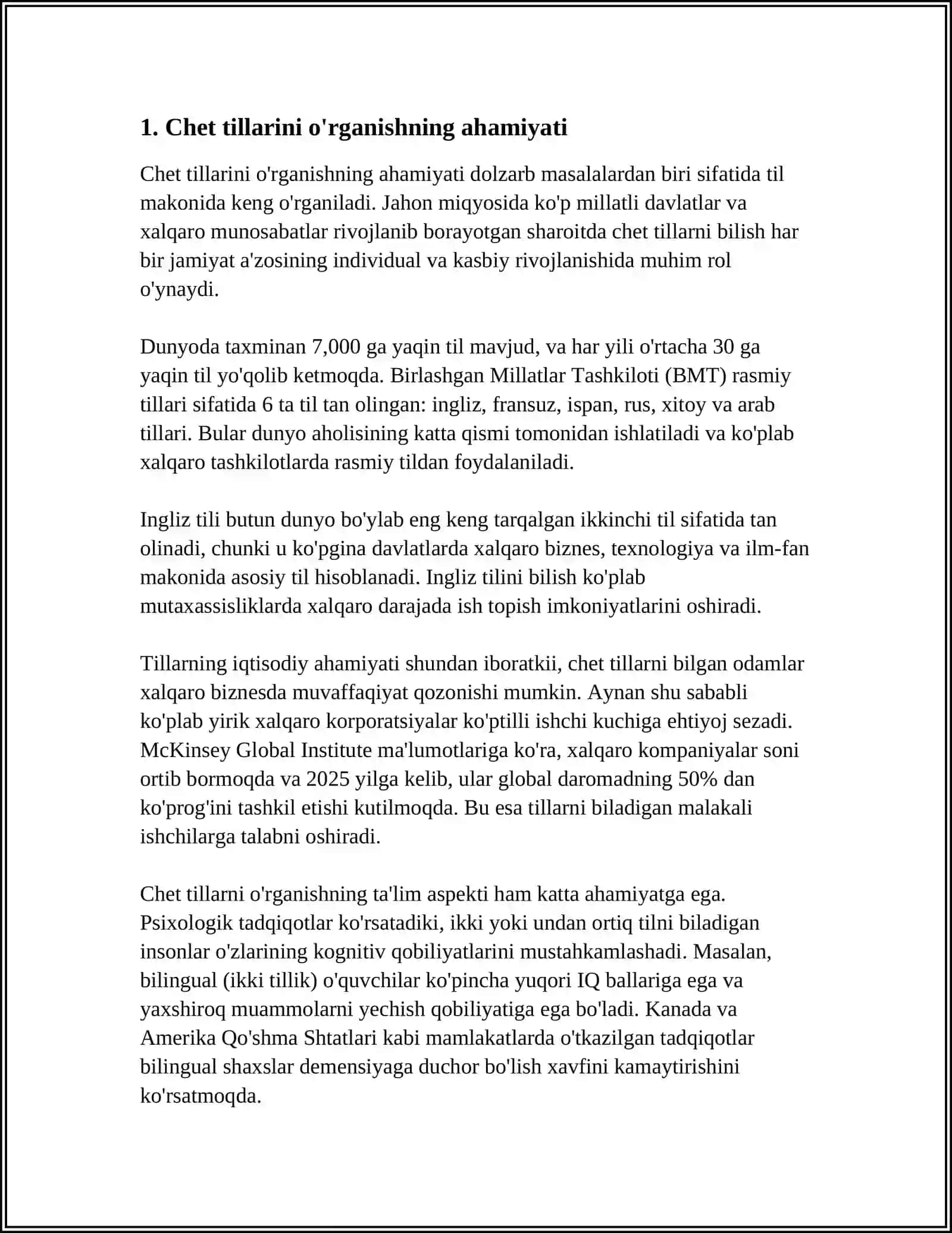 EDUCATION AND ROLE OF FOREIGN LANGUAG 3