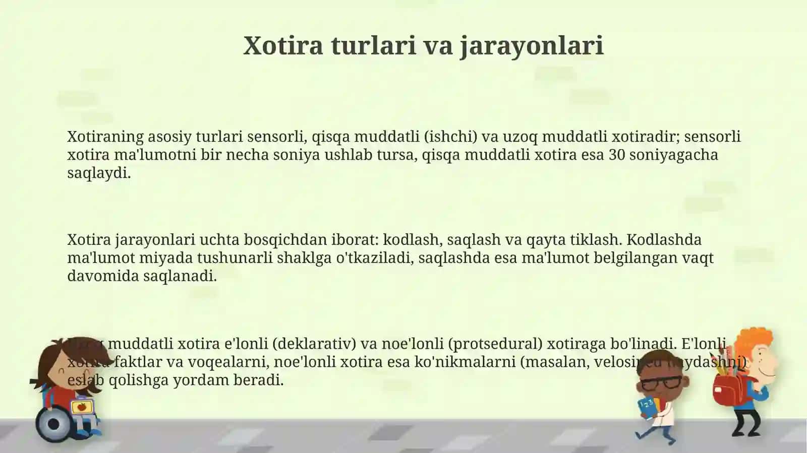 Xotira turlari va jarayonlari 3