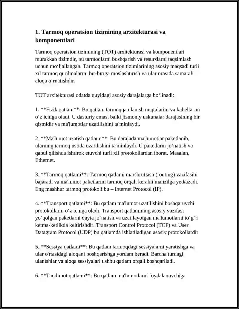 Tarmoq operatsion tizimida ishlash 3