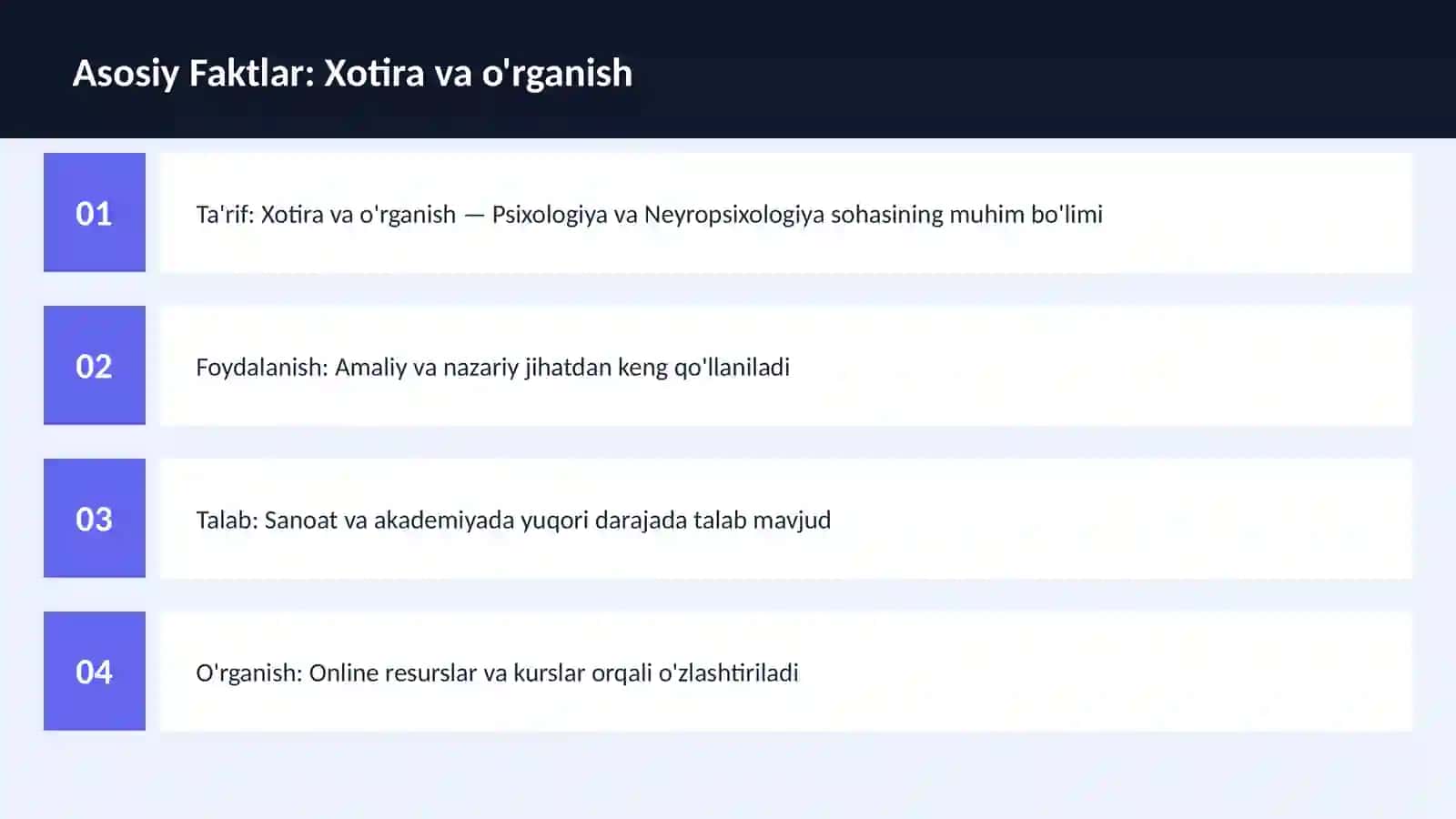 Xotira va o'rganish 3