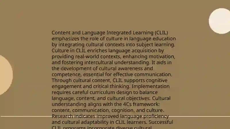 The Role of Culture in Content and Language Integrated Learning (CLIL) 3