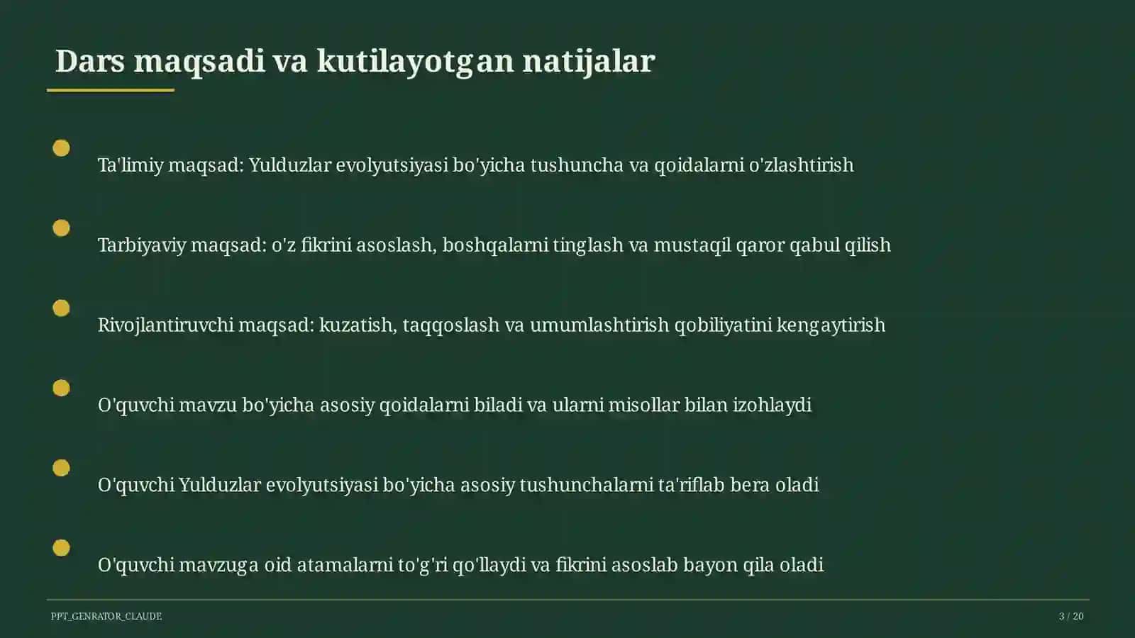 Yulduzlar evolyutsiyasi (11-sinf) 3
