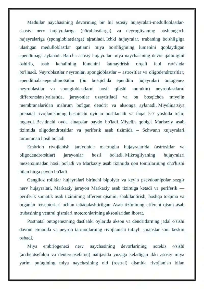 Asab tizimining ontogeniyasi va filogeniyasi 3