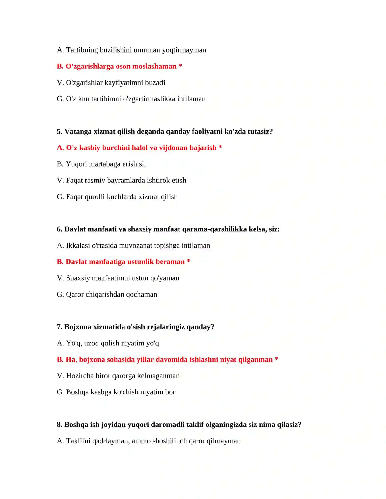 Bojxona qonunlarini bilish testi 3