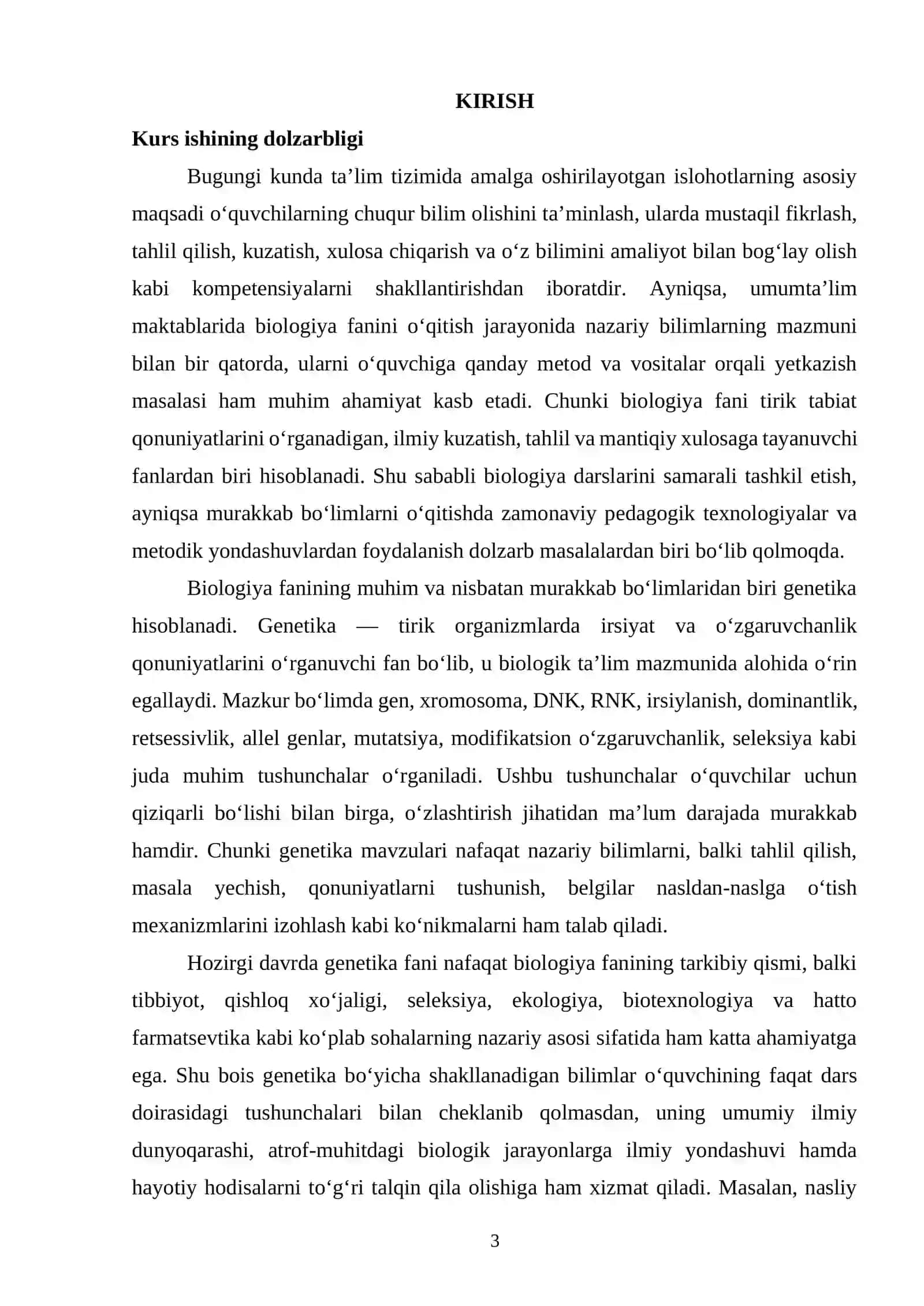 GENETIKA MAVZULARINI O'QITISH METODIKASI 3