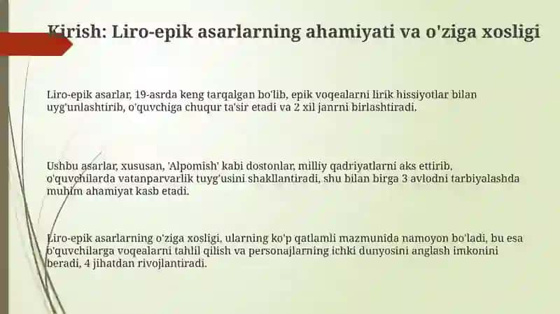 Liro-epik asarlar ustida ishlash uchun metodik tavsiyalar 3