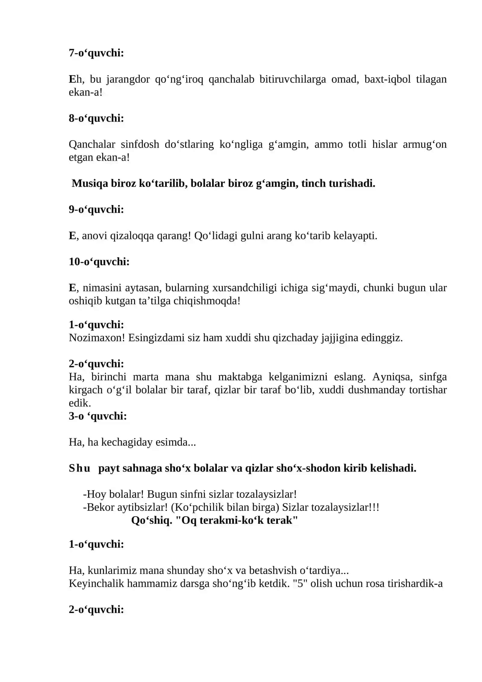 "Oq yo‘l bitiruvchi" tadbir ssenariysi 3