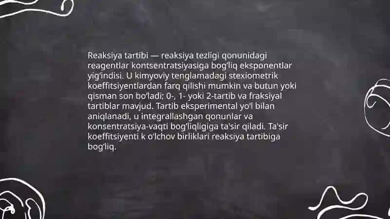 Reaksiyalarning tartibi va molekulyarligi 3