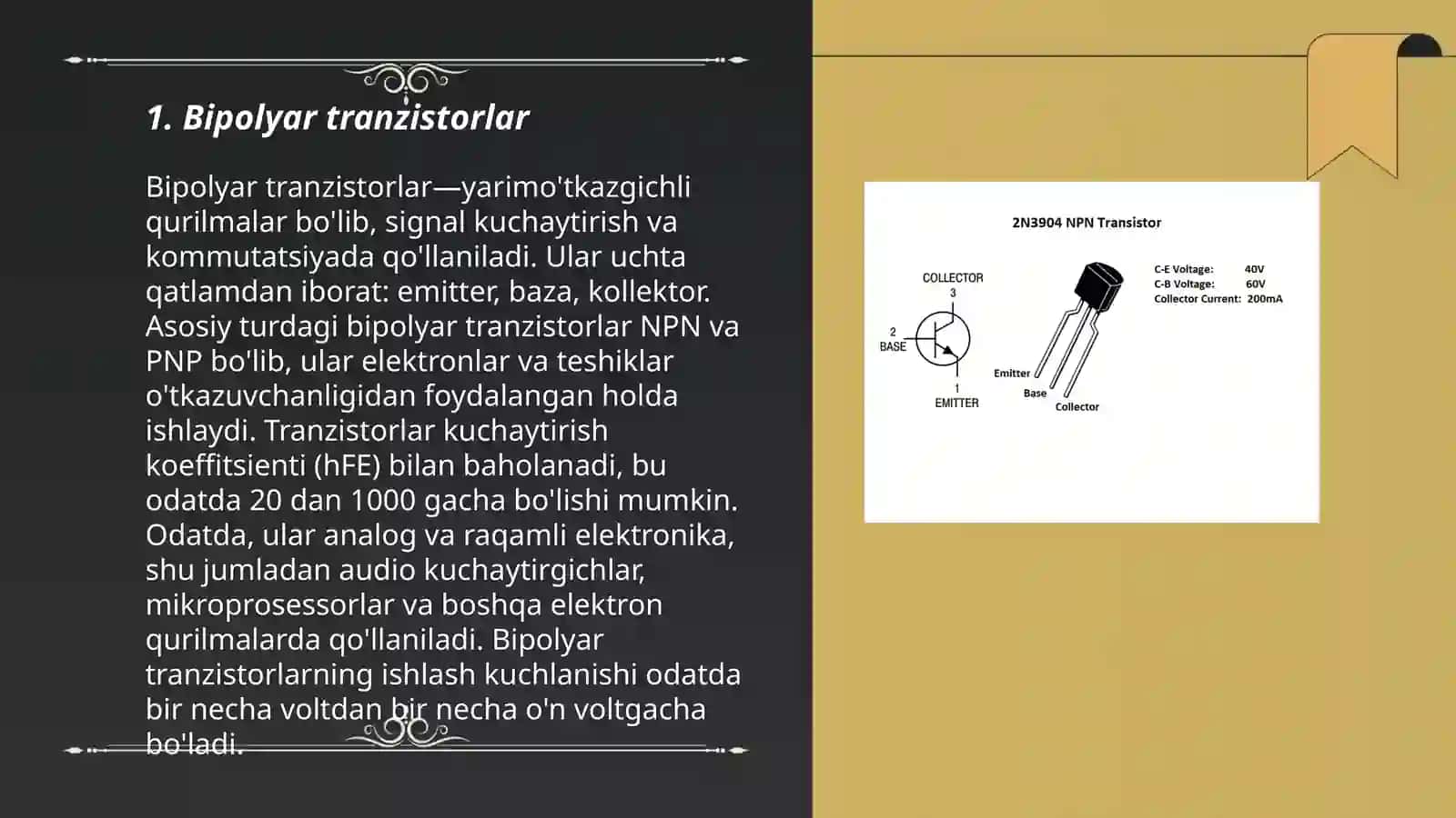 Tranzistor:turlari va sinflari 3