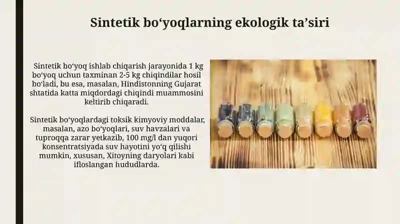 Tabiiy va Sintetik Bo'yoqlar 3