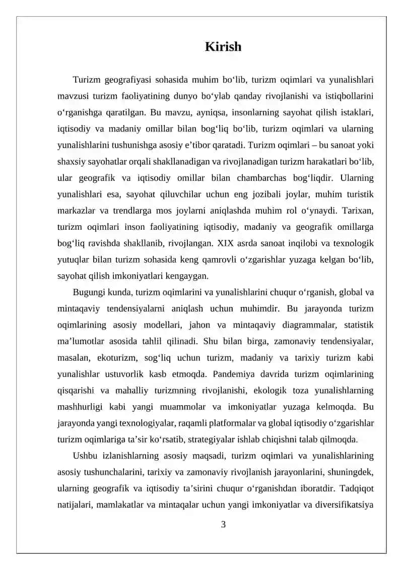 Turizm Oqimlari va Yunalishlari 3