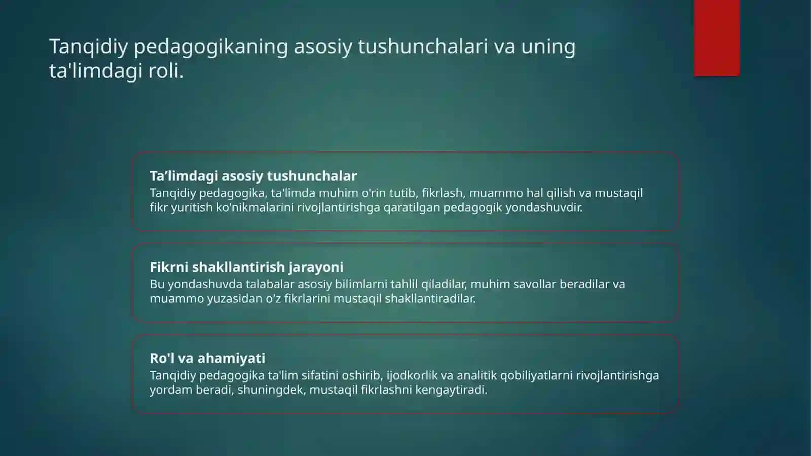 Tanqidiy pedagogika va taʼlim dakreativ yondashuvlar 3