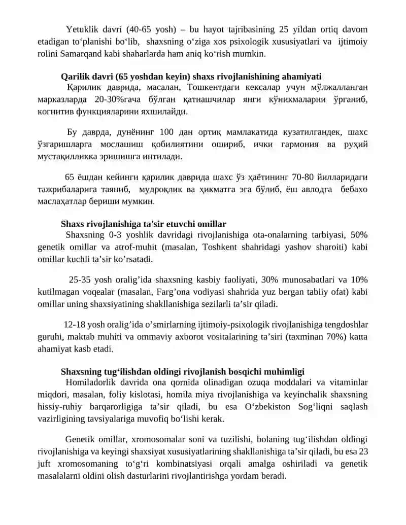 Shaxsiyat rivojlanishi 3