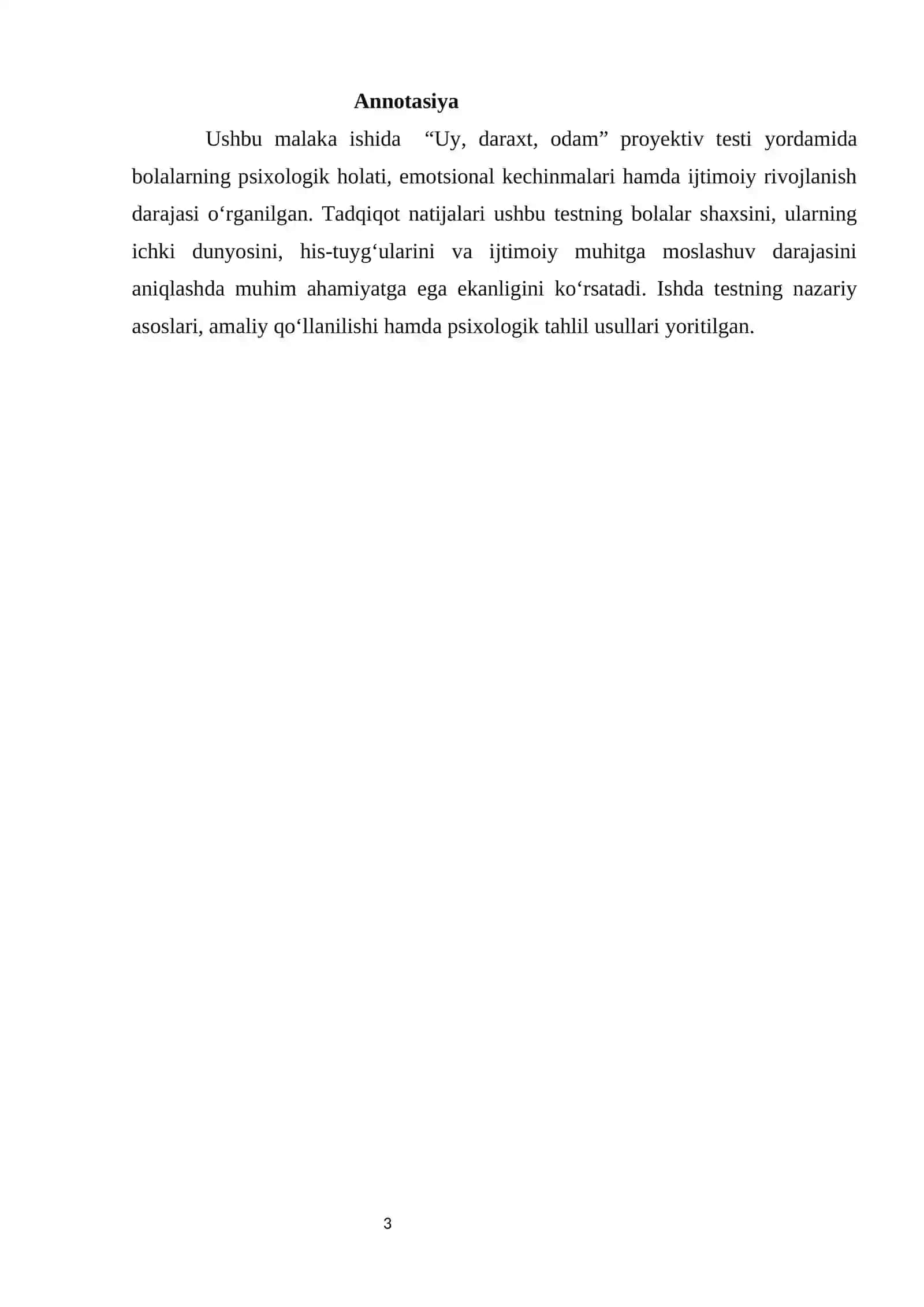 "Uy, daraxt, odam" testi 3