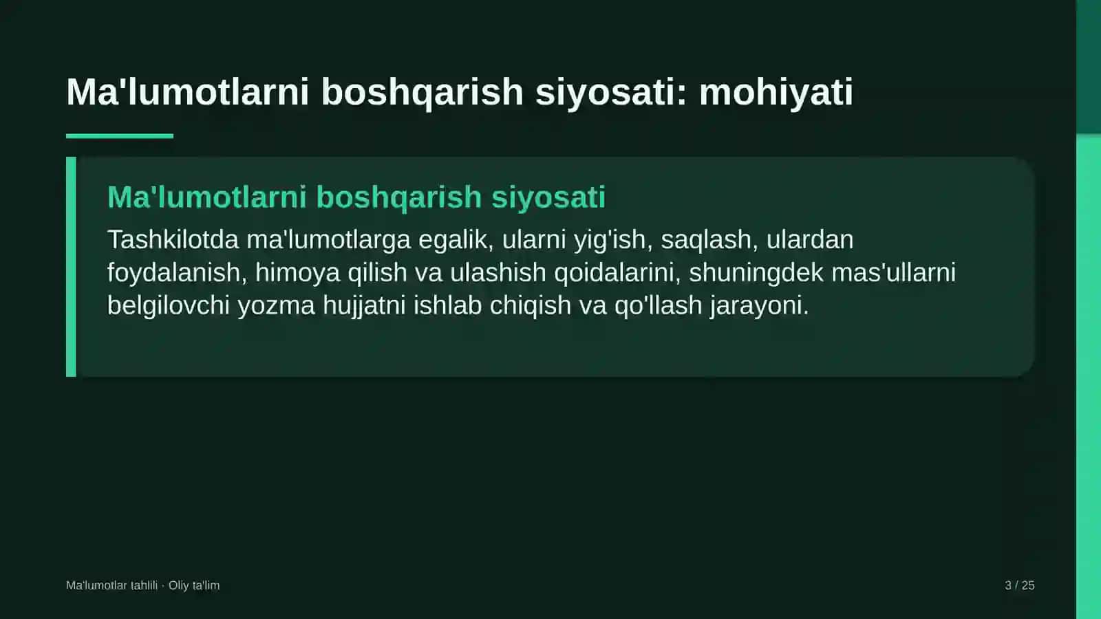 Kredit byurolarida ma'lumotlarni boshqarish siyosatini ishlab chiqish 3