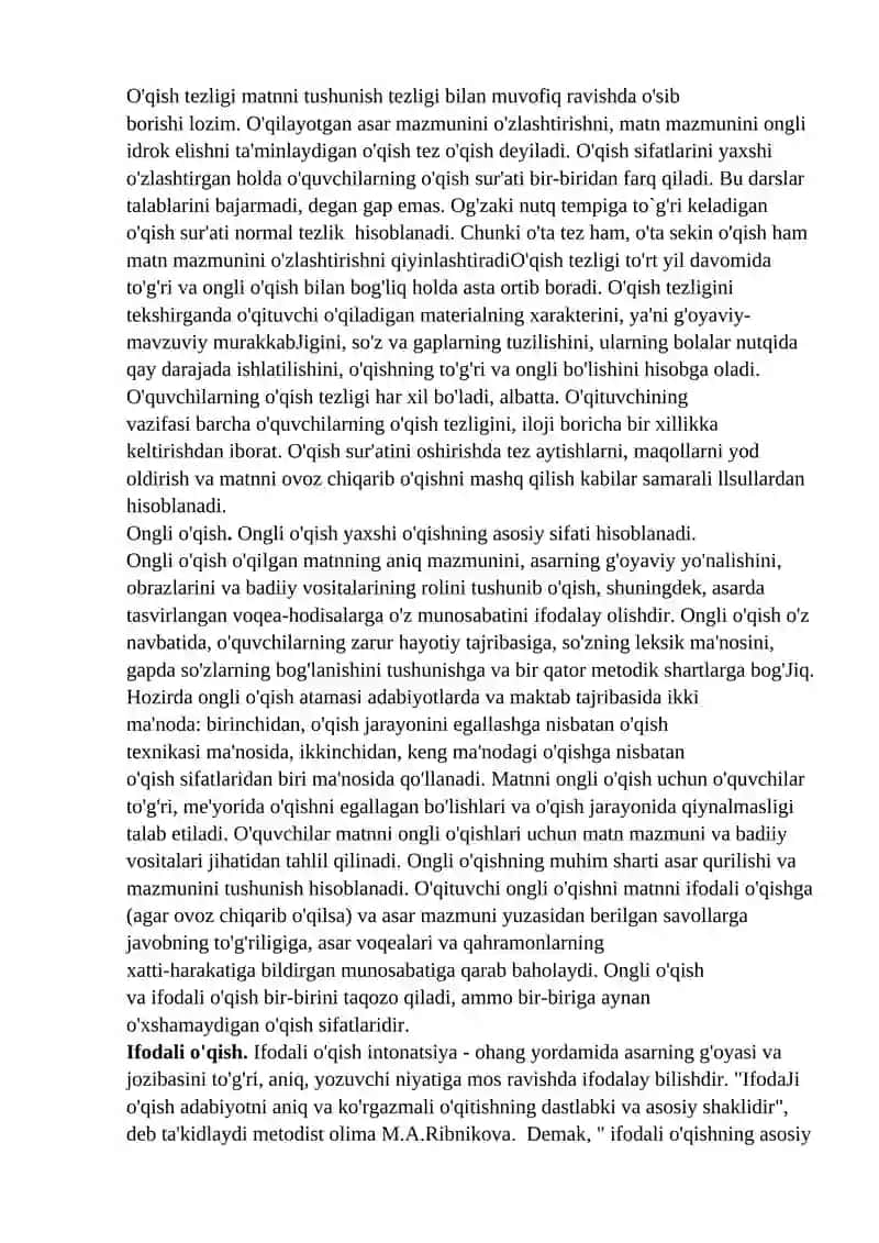 O'qish malakasi haqida tushuncha 3