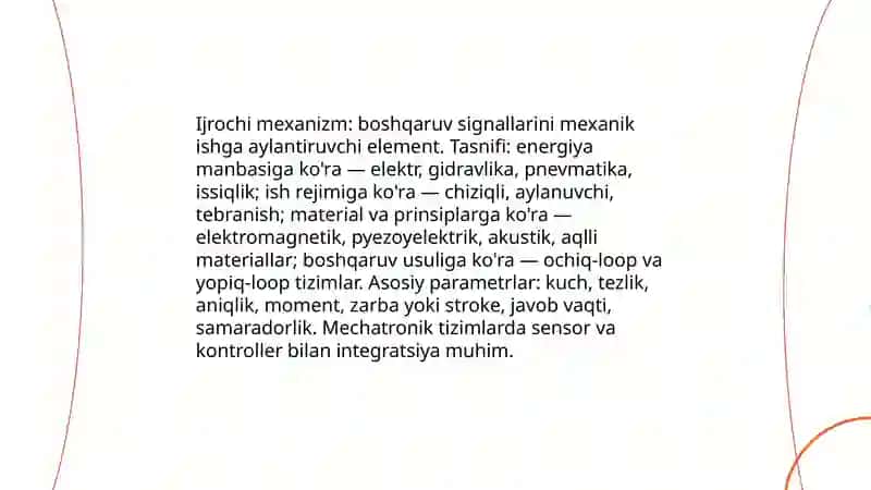 Mexatronikada ijrochi mexanizmlar 3