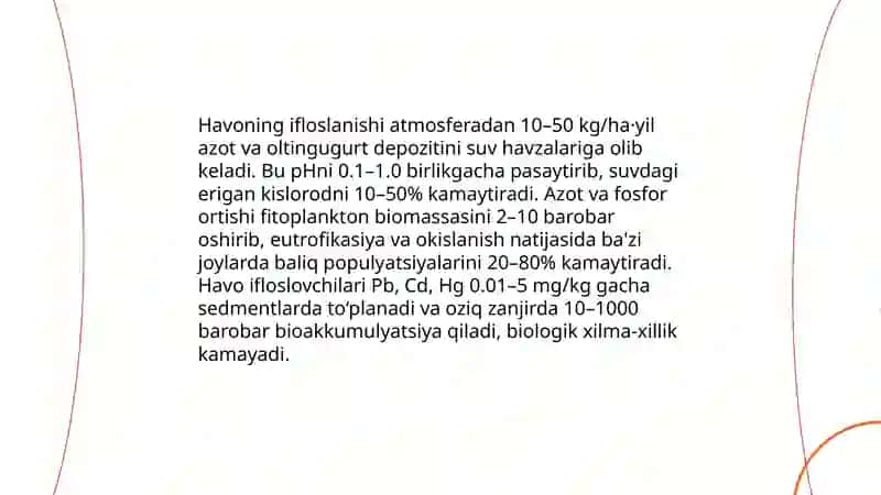 suv ekosistemalari va havoning ifloslanishi 3