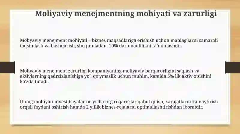 Moliyaviy menejmentning mohiyati va zarurligi 3